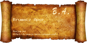 Brumecz Apor névjegykártya